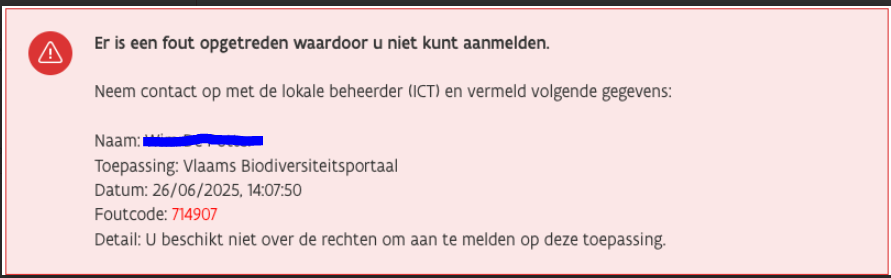 onbrekende rechten foutboodschap